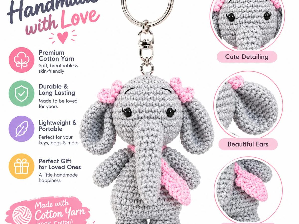 Crochet Elephant Keychain