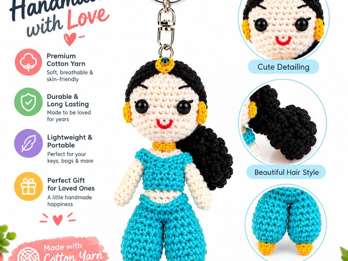 Crochet Princess Doll Keychain