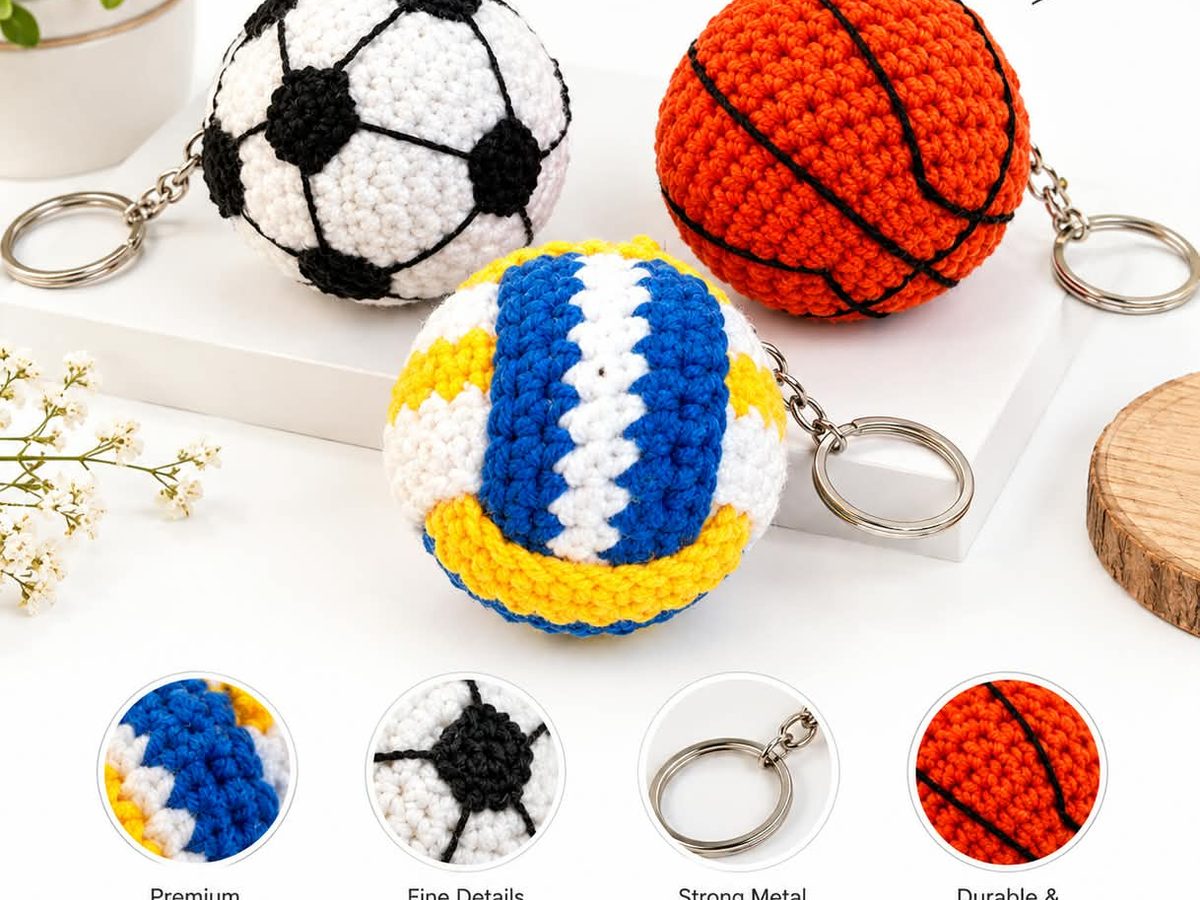 Crochet Sports Ball Keychains