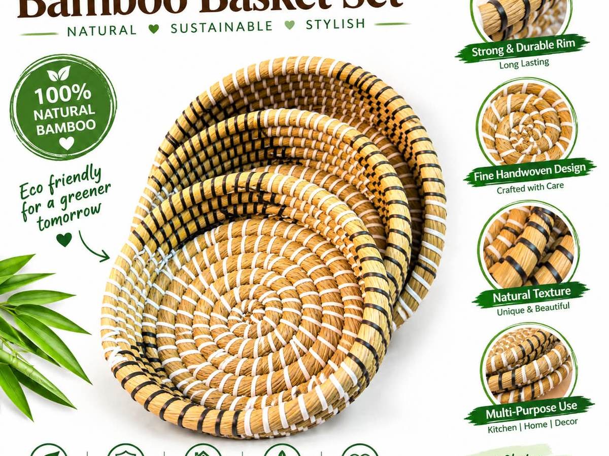 Handmade Bamboo Basket Set