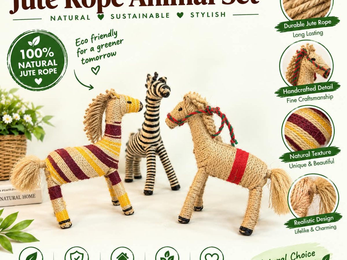 Handmade Jute Rope Animal Set