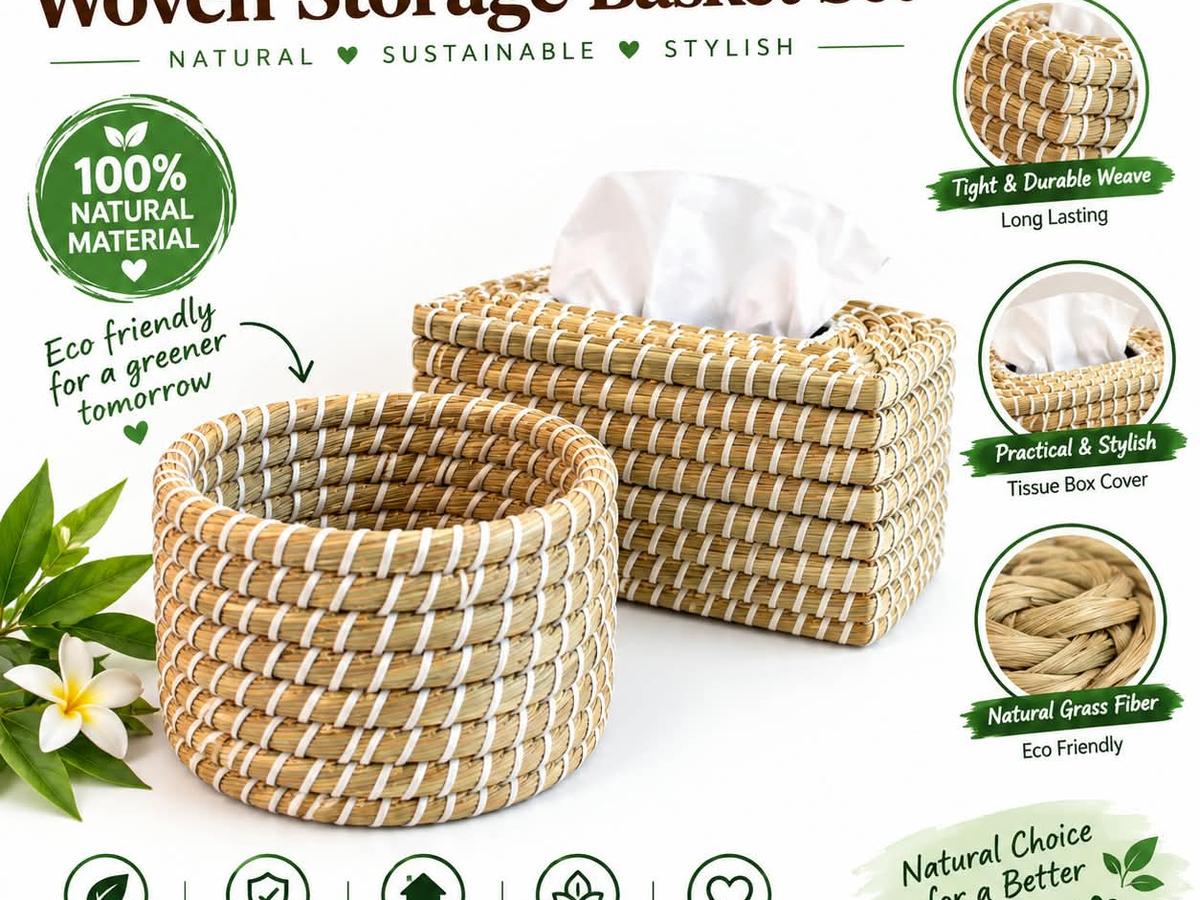 Handmade Woven Storage Basket Set