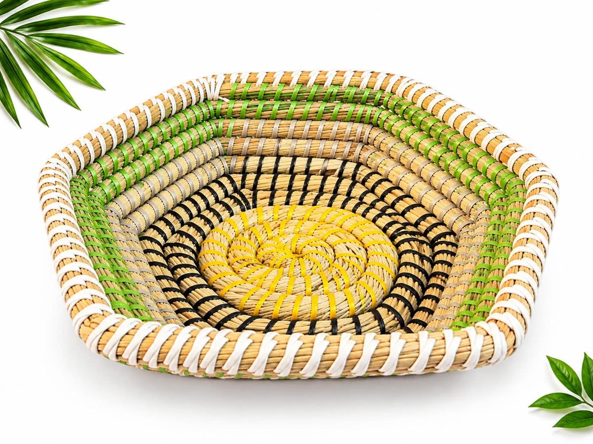 Hexagonal Woven Basket Tray